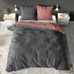 Dekbedovertrek Double Face Antraciet/Roze